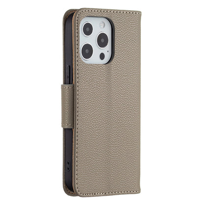 Full Cover Litchi Grain Magnetic Closure Leather Wallet Phone Case for iPhone 13 Pro
