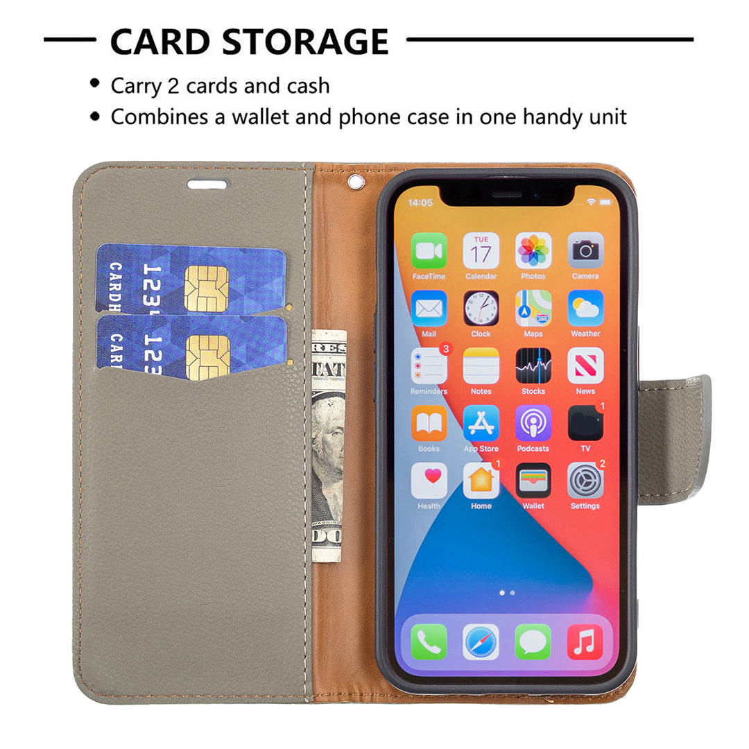 Full Cover Litchi Grain Magnetic Closure Leather Wallet Phone Case for iPhone 13 Pro