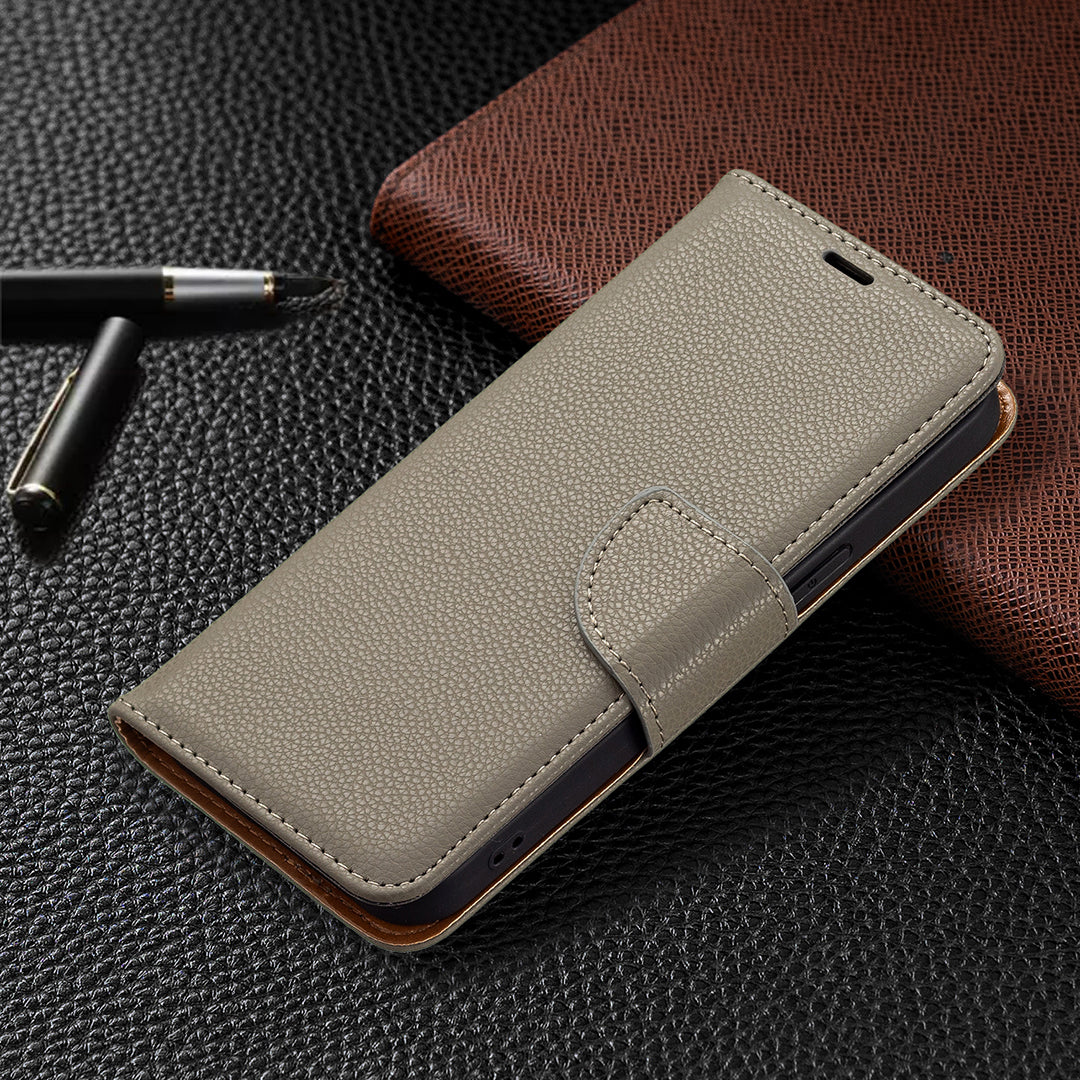 Full Cover Litchi Grain Magnetic Closure Leather Wallet Phone Case for iPhone 13 Pro