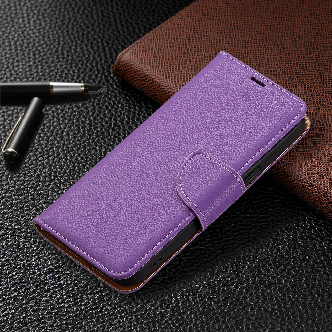 Full Cover Litchi Grain Magnetic Closure Leather Wallet Phone Case for iPhone 13 Pro