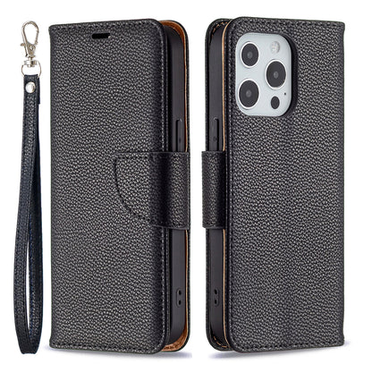 Full Cover Litchi Grain Magnetic Closure Leather Wallet Phone Case for iPhone 13 Pro