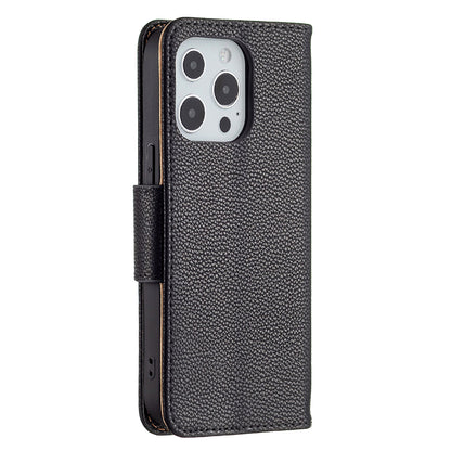 Full Cover Litchi Grain Magnetic Closure Leather Wallet Phone Case for iPhone 13 Pro