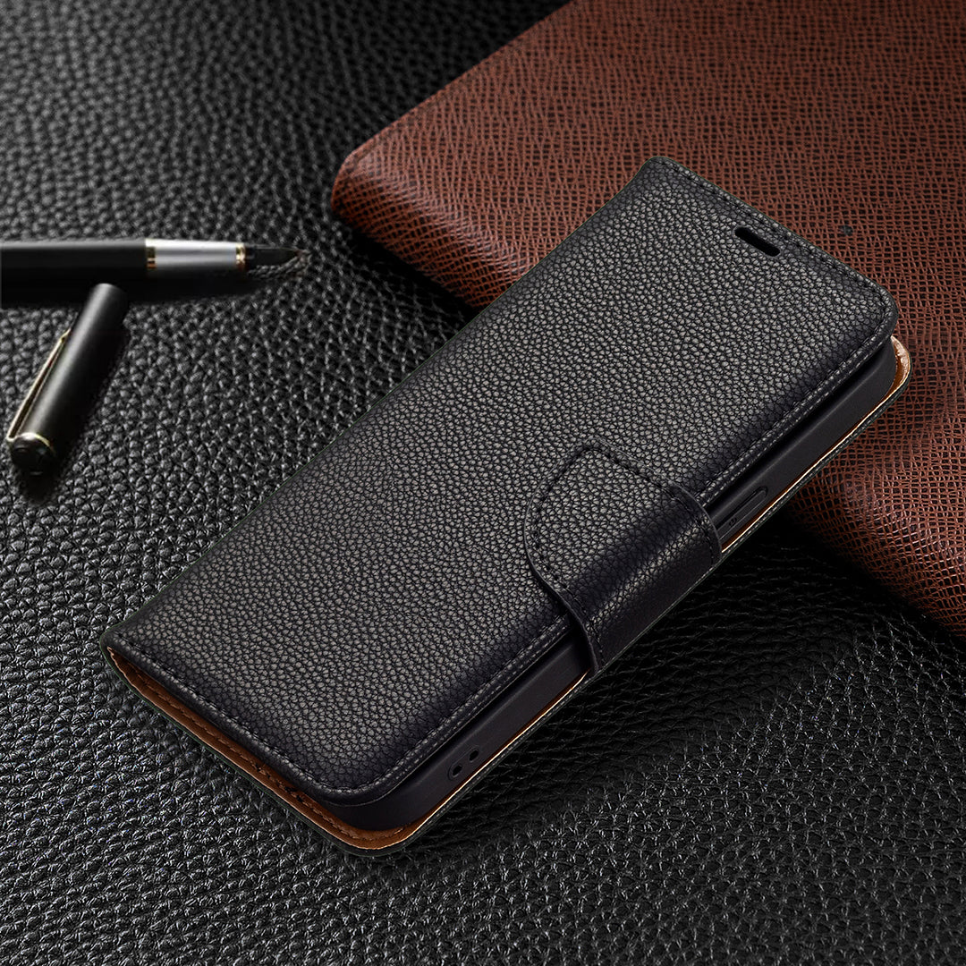 Full Cover Litchi Grain Magnetic Closure Leather Wallet Phone Case for iPhone 13 Pro