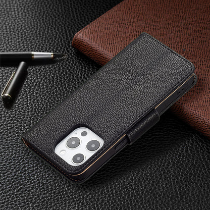 Full Cover Litchi Grain Magnetic Closure Leather Wallet Phone Case for iPhone 13 Pro