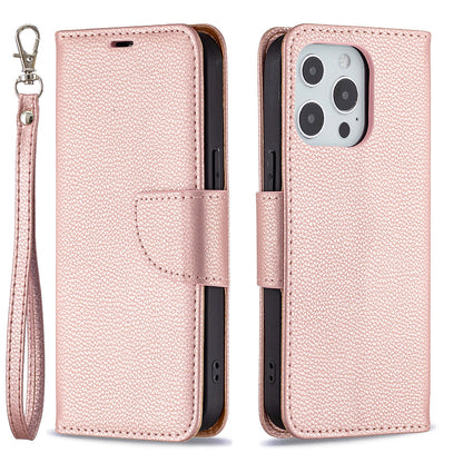 Full Cover Litchi Grain Magnetic Closure Leather Wallet Phone Case for iPhone 13 Pro