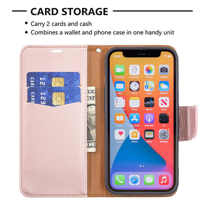 Full Cover Litchi Grain Magnetic Closure Leather Wallet Phone Case for iPhone 13 Pro
