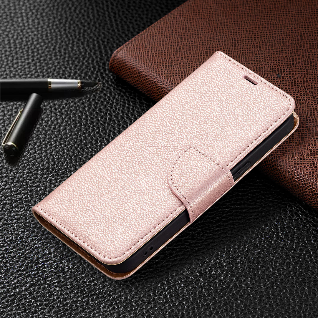 Full Cover Litchi Grain Magnetic Closure Leather Wallet Phone Case for iPhone 13 Pro