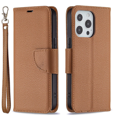 Full Cover Litchi Grain Magnetic Closure Leather Wallet Phone Case for iPhone 13 Pro