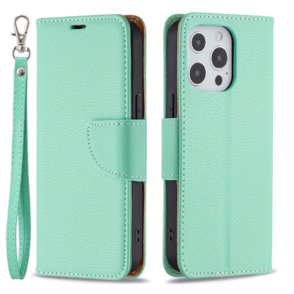 Full Cover Litchi Grain Magnetic Closure Leather Wallet Phone Case for iPhone 13 Pro