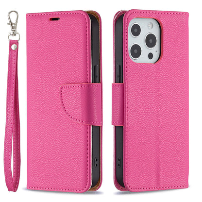 Full Cover Litchi Grain Magnetic Closure Leather Wallet Phone Case for iPhone 13 Pro