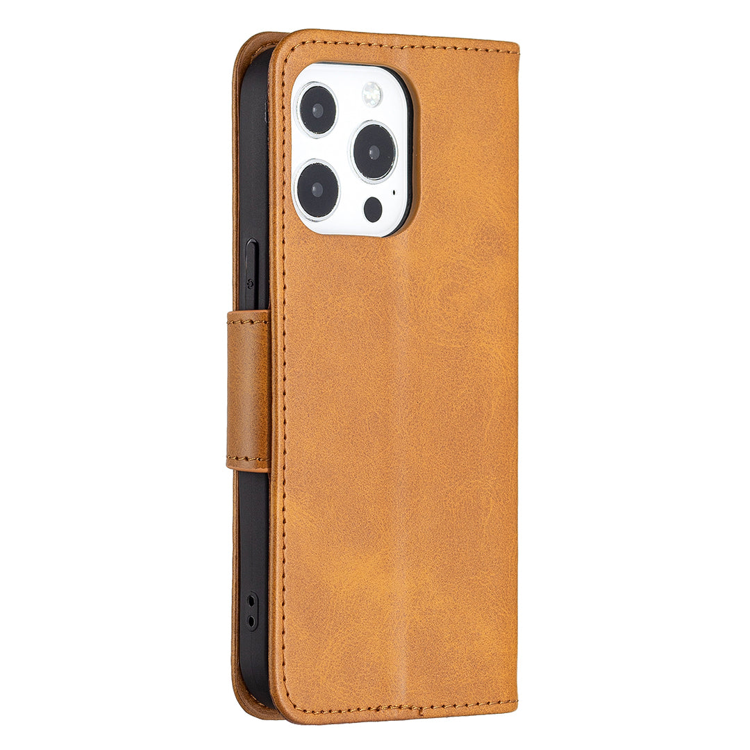 Solid Color PU Leather Wallet Cell Phone Case Shell with Stand for iPhone 13 Pro