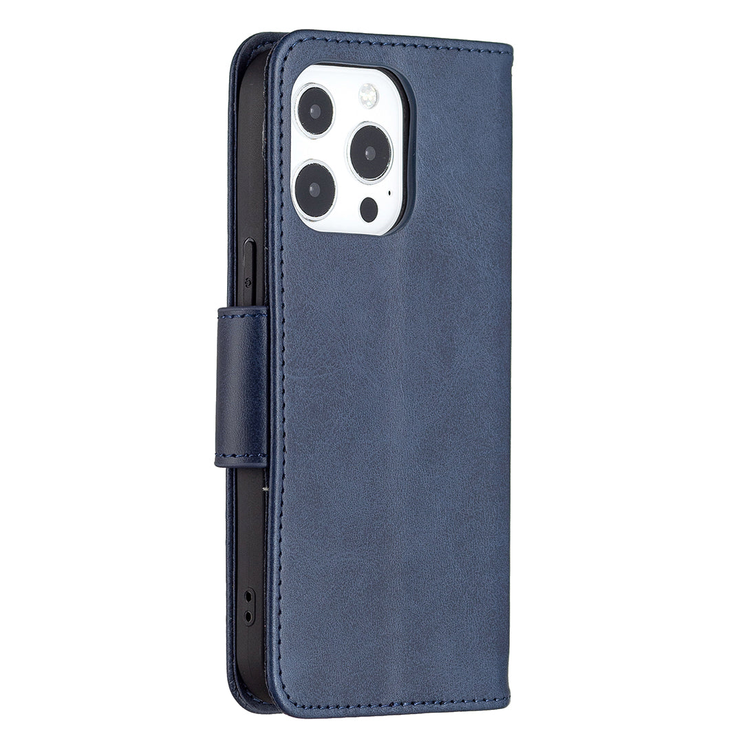 Solid Color PU Leather Wallet Cell Phone Case Shell with Stand for iPhone 13 Pro