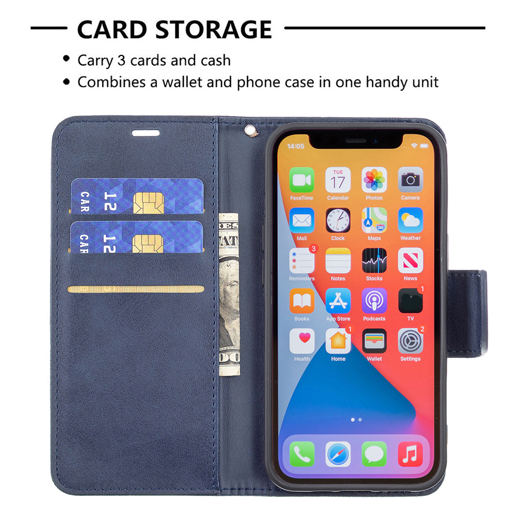 Solid Color PU Leather Wallet Cell Phone Case Shell with Stand for iPhone 13 Pro