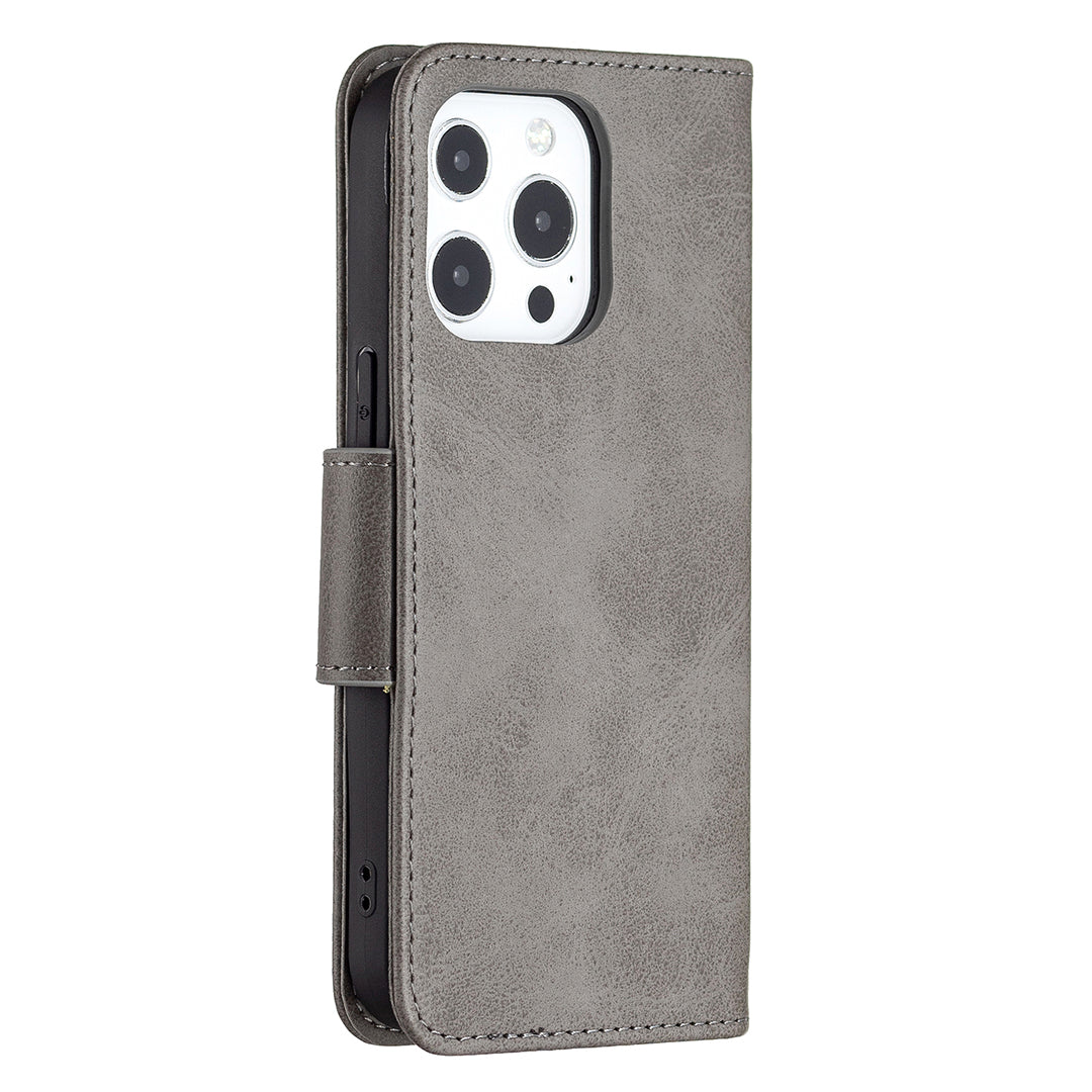 Solid Color PU Leather Wallet Cell Phone Case Shell with Stand for iPhone 13 Pro