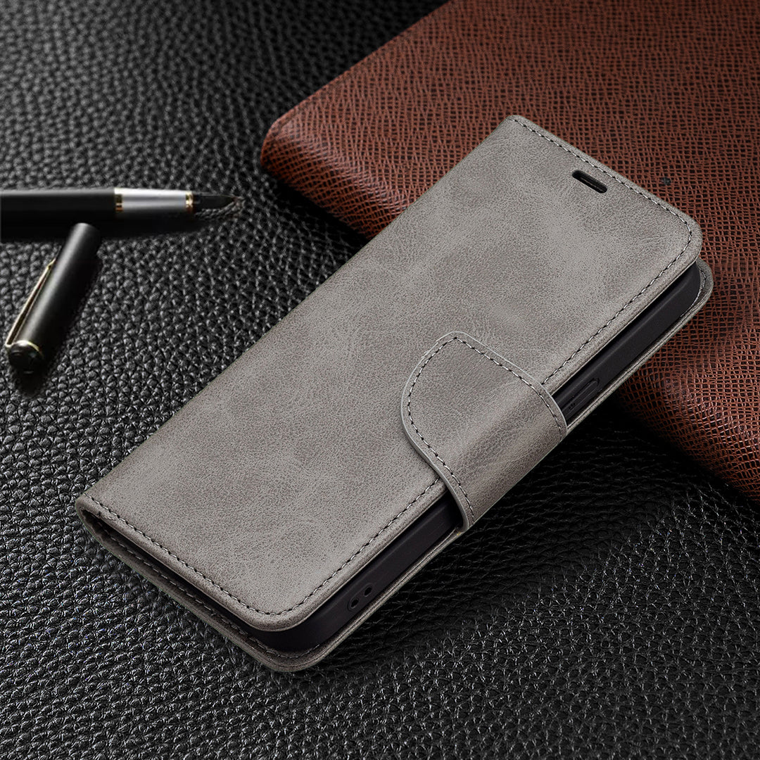 Solid Color PU Leather Wallet Cell Phone Case Shell with Stand for iPhone 13 Pro