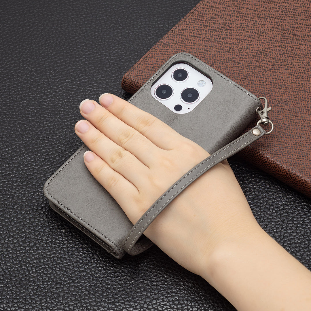 Solid Color PU Leather Wallet Cell Phone Case Shell with Stand for iPhone 13 Pro