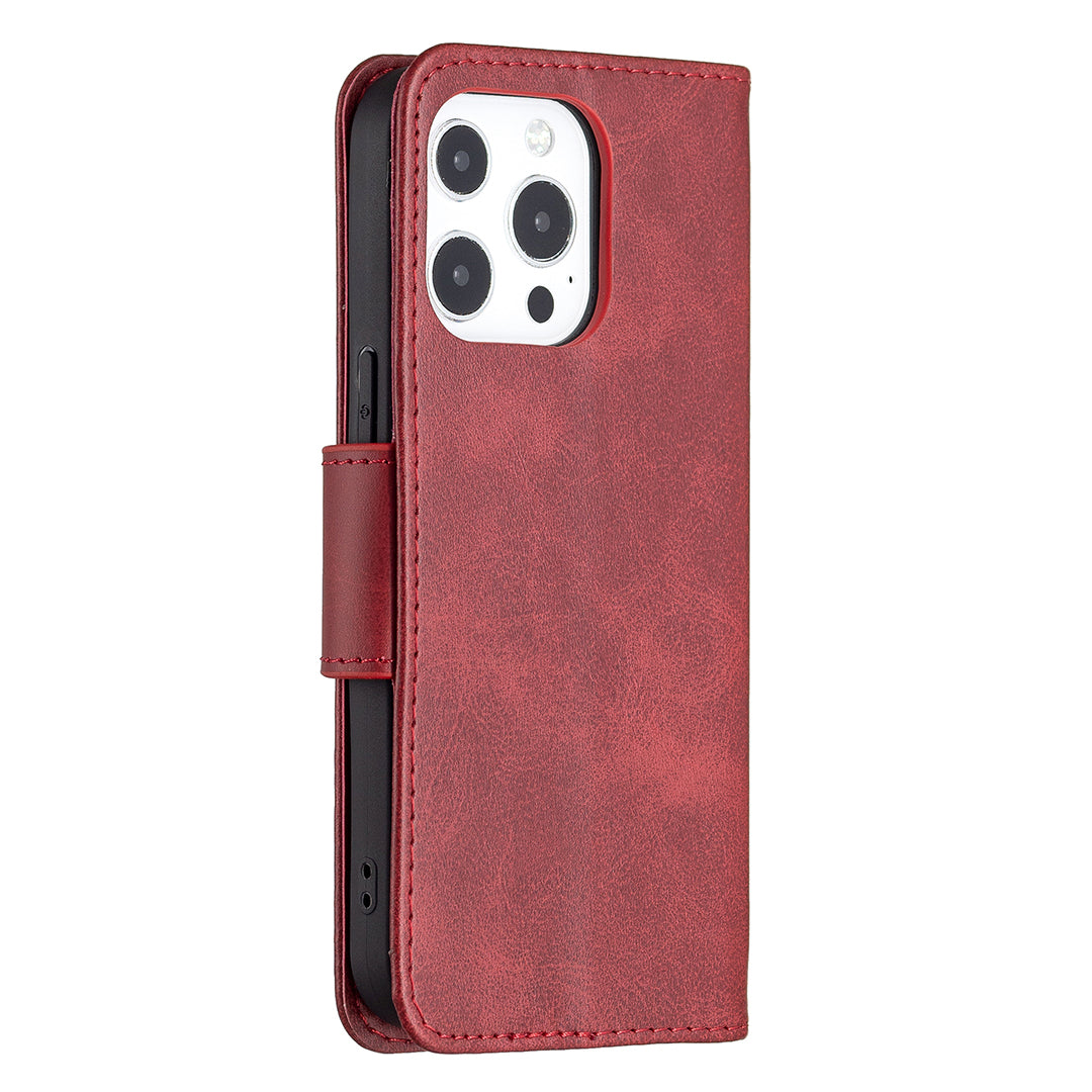 Solid Color PU Leather Wallet Cell Phone Case Shell with Stand for iPhone 13 Pro