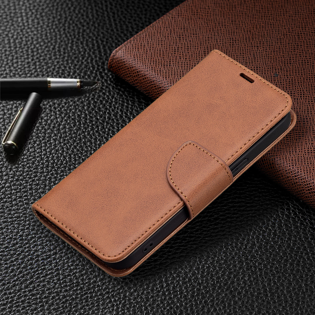 Solid Color PU Leather Wallet Cell Phone Case Shell with Stand for iPhone 13 Pro