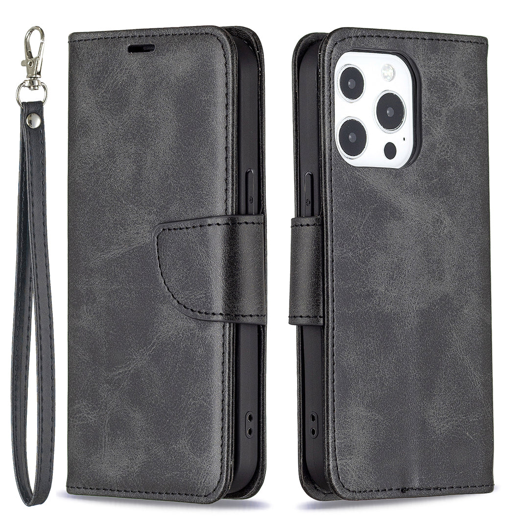 Solid Color PU Leather Wallet Cell Phone Case Shell with Stand for iPhone 13 Pro