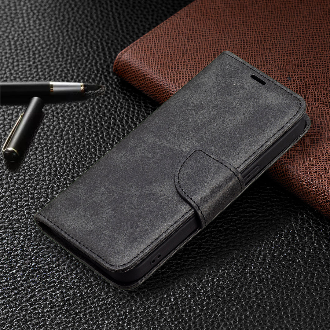 Solid Color PU Leather Wallet Cell Phone Case Shell with Stand for iPhone 13 Pro