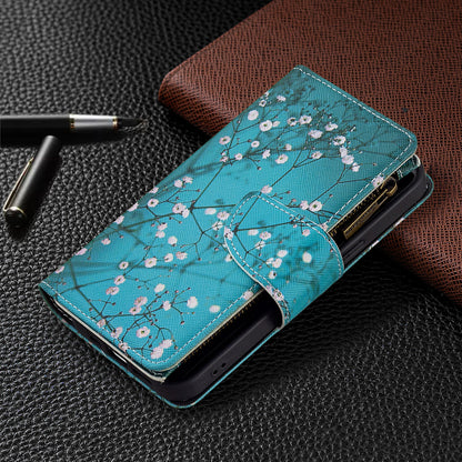 BF03 Pattern Printing Leather Stand Full Coverage Phone Cover with Wrist Strap and Zippered Wallet for iPhone 13 Pro 6.1 inch