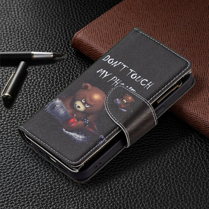 BF03 Pattern Printing Leather Stand Full Coverage Phone Cover with Wrist Strap and Zippered Wallet for iPhone 13 Pro 6.1 inch