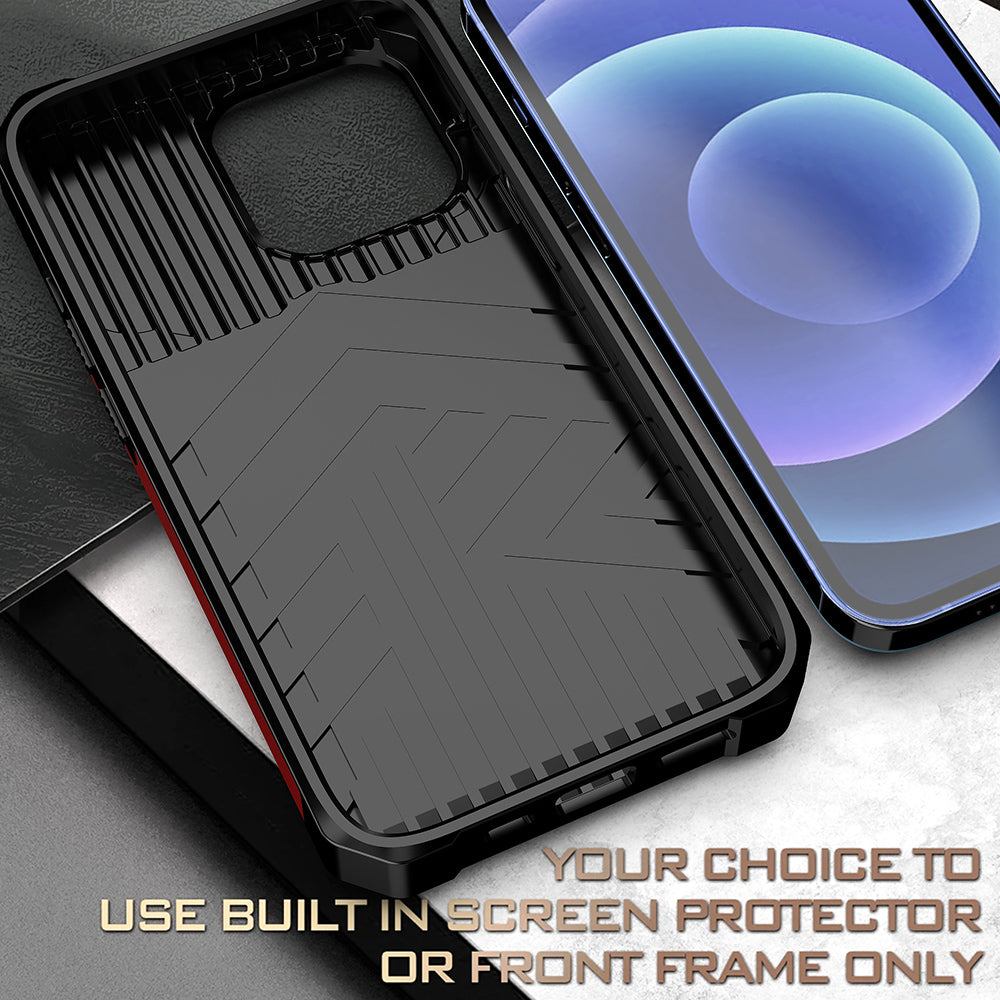 Shock-Absorbed Hybrid Phone Case Cover Shell with Card Holder and Removable Lens Shield for iPhone 13 Pro 6.1 inch