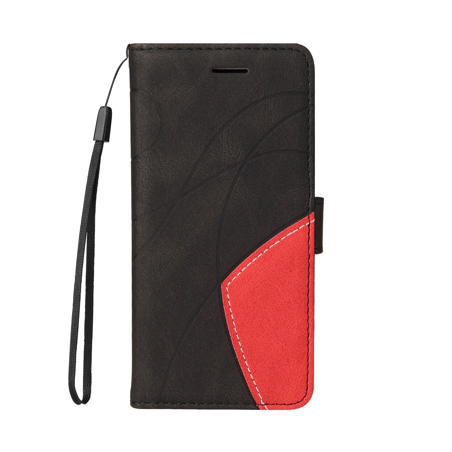 KT Leather Series-1 Bi-color Splicing Stand Wallet Design PU Leather Phone Case Cover with Strap for iPhone 13 Pro Max 6.7 inch