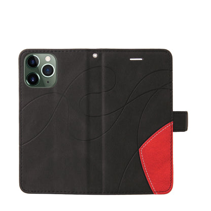 KT Leather Series-1 Bi-color Splicing Stand Wallet Design PU Leather Phone Case Cover with Strap for iPhone 13 Pro Max 6.7 inch