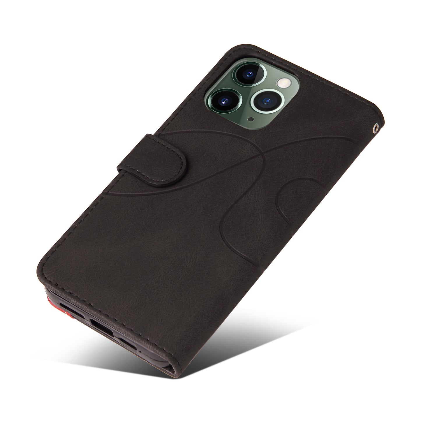 KT Leather Series-1 Bi-color Splicing Stand Wallet Design PU Leather Phone Case Cover with Strap for iPhone 13 Pro Max 6.7 inch