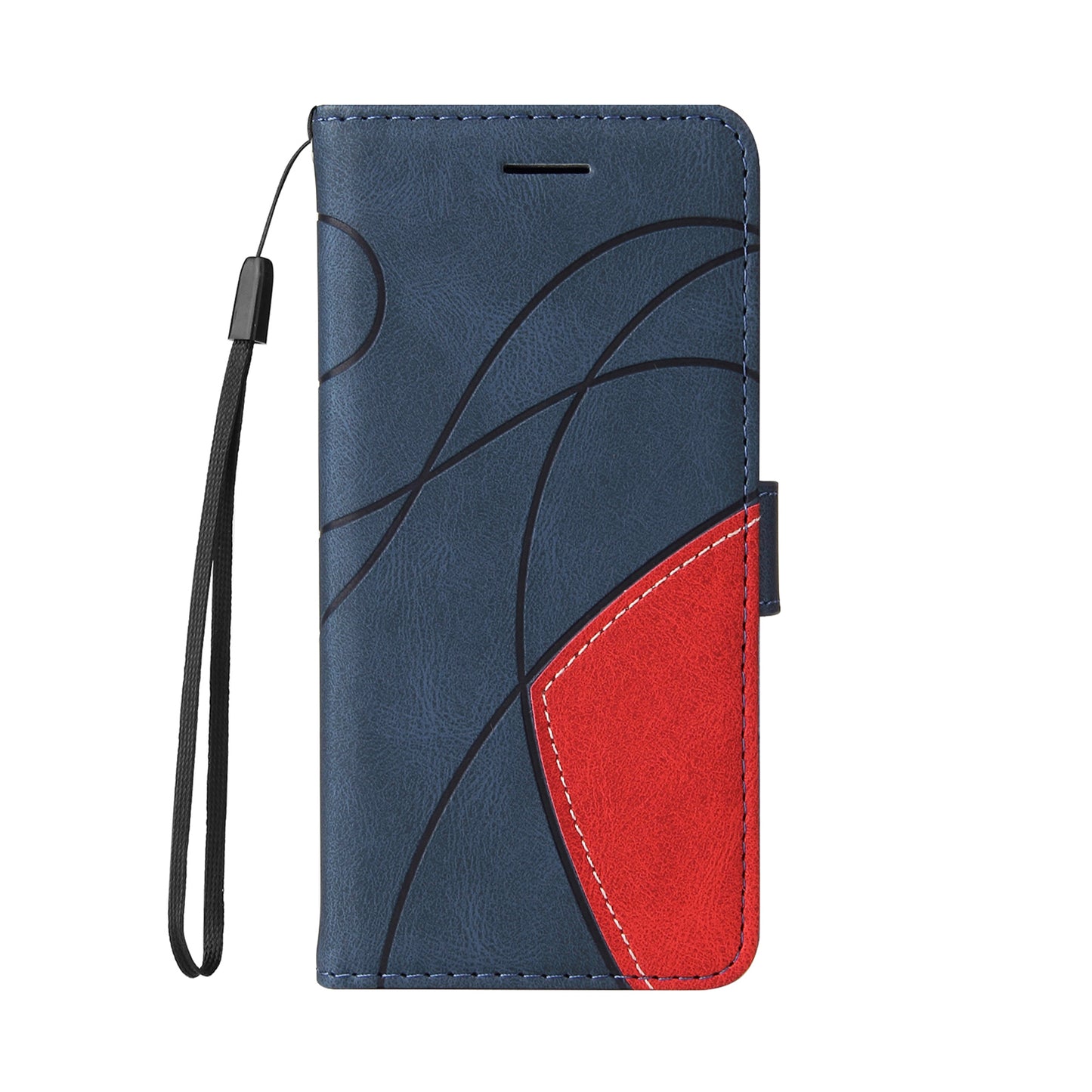 KT Leather Series-1 Bi-color Splicing Stand Wallet Design PU Leather Phone Case Cover with Strap for iPhone 13 Pro Max 6.7 inch