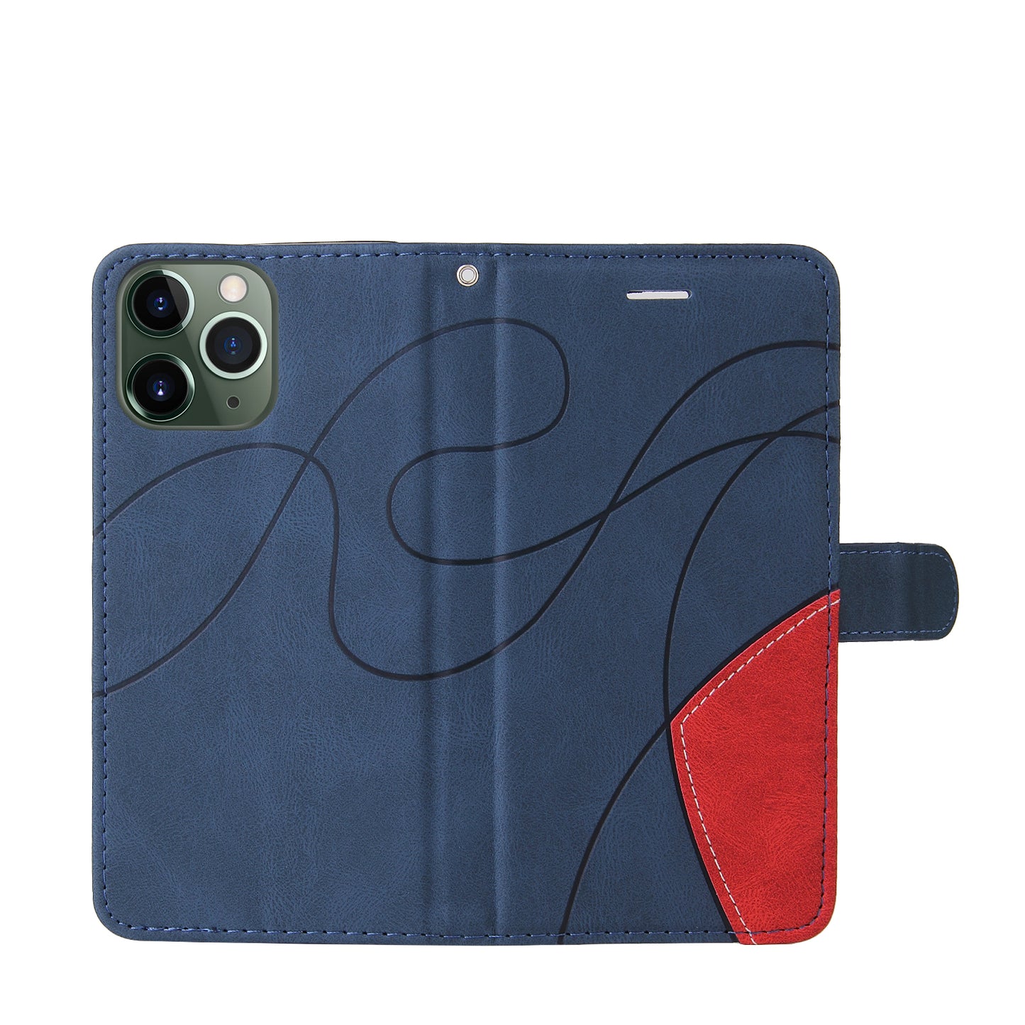 KT Leather Series-1 Bi-color Splicing Stand Wallet Design PU Leather Phone Case Cover with Strap for iPhone 13 Pro Max 6.7 inch