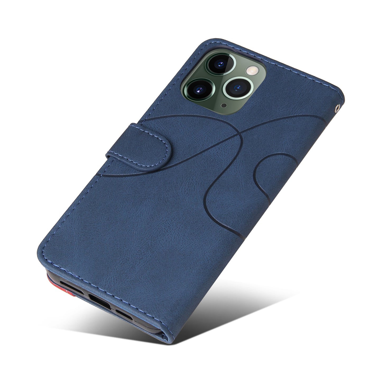KT Leather Series-1 Bi-color Splicing Stand Wallet Design PU Leather Phone Case Cover with Strap for iPhone 13 Pro Max 6.7 inch