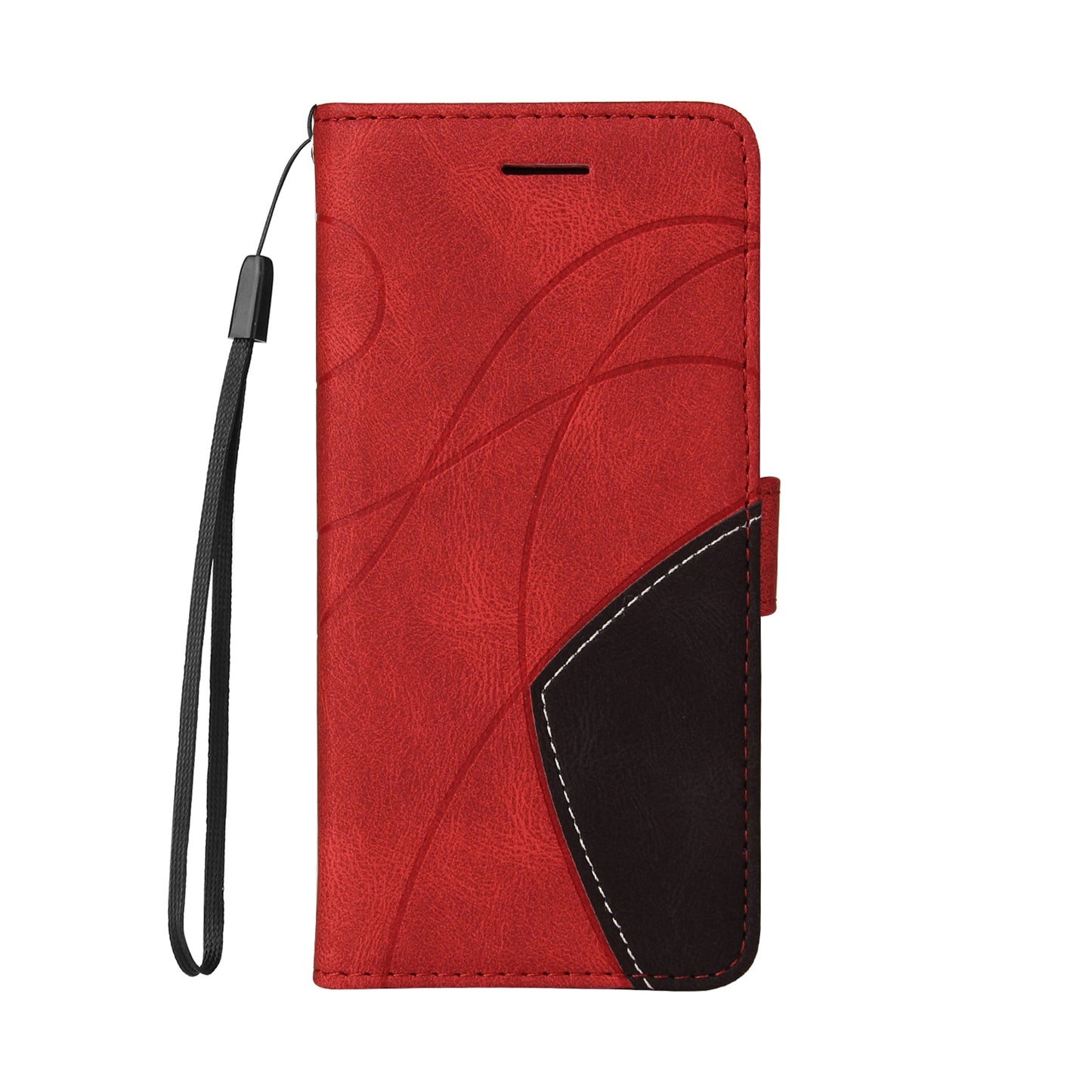 KT Leather Series-1 Bi-color Splicing Stand Wallet Design PU Leather Phone Case Cover with Strap for iPhone 13 Pro Max 6.7 inch