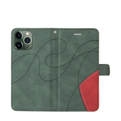 KT Leather Series-1 Bi-color Splicing Stand Wallet Design PU Leather Phone Case Cover with Strap for iPhone 13 Pro Max 6.7 inch