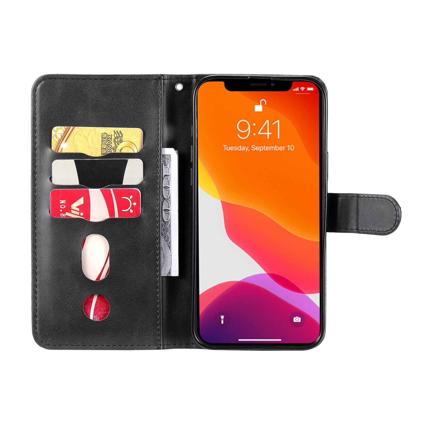 Anti-fall Zipper Pocket Leather Wallet Phone Case Shell for iPhone 13 Pro Max 6.7 inch