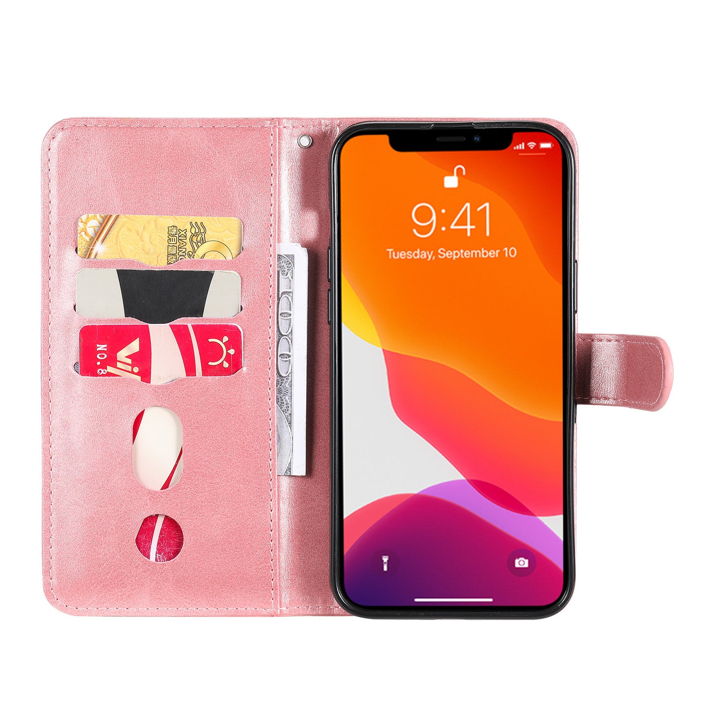Anti-fall Zipper Pocket Leather Wallet Phone Case Shell for iPhone 13 Pro Max 6.7 inch