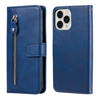 Anti-fall Zipper Pocket Leather Wallet Phone Case Shell for iPhone 13 Pro Max 6.7 inch