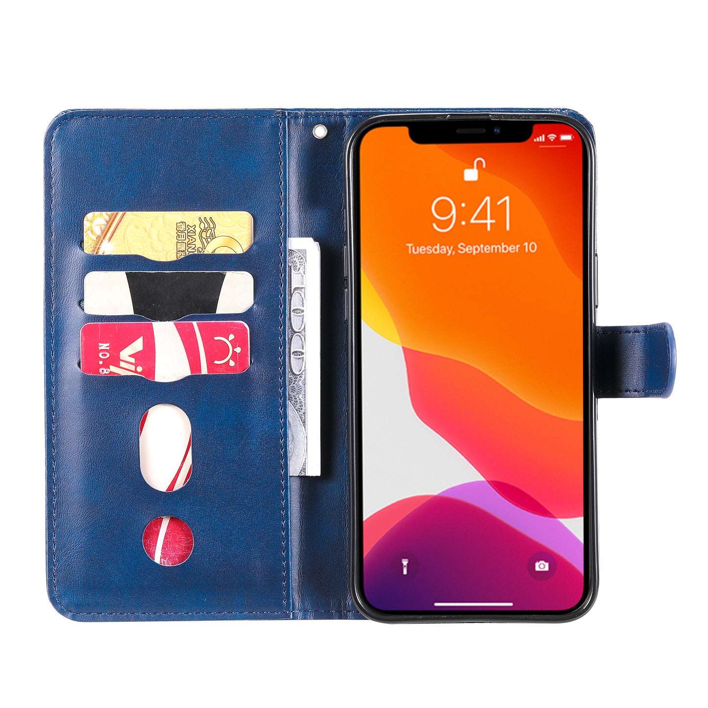 Anti-fall Zipper Pocket Leather Wallet Phone Case Shell for iPhone 13 Pro Max 6.7 inch