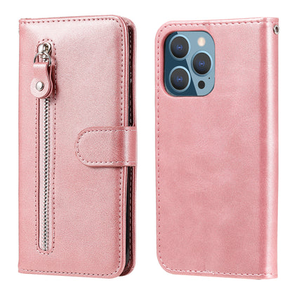 Scratch-proof Cover Zipper Pocket Leather Wallet Shell for iPhone 13 Pro 6.1 inch