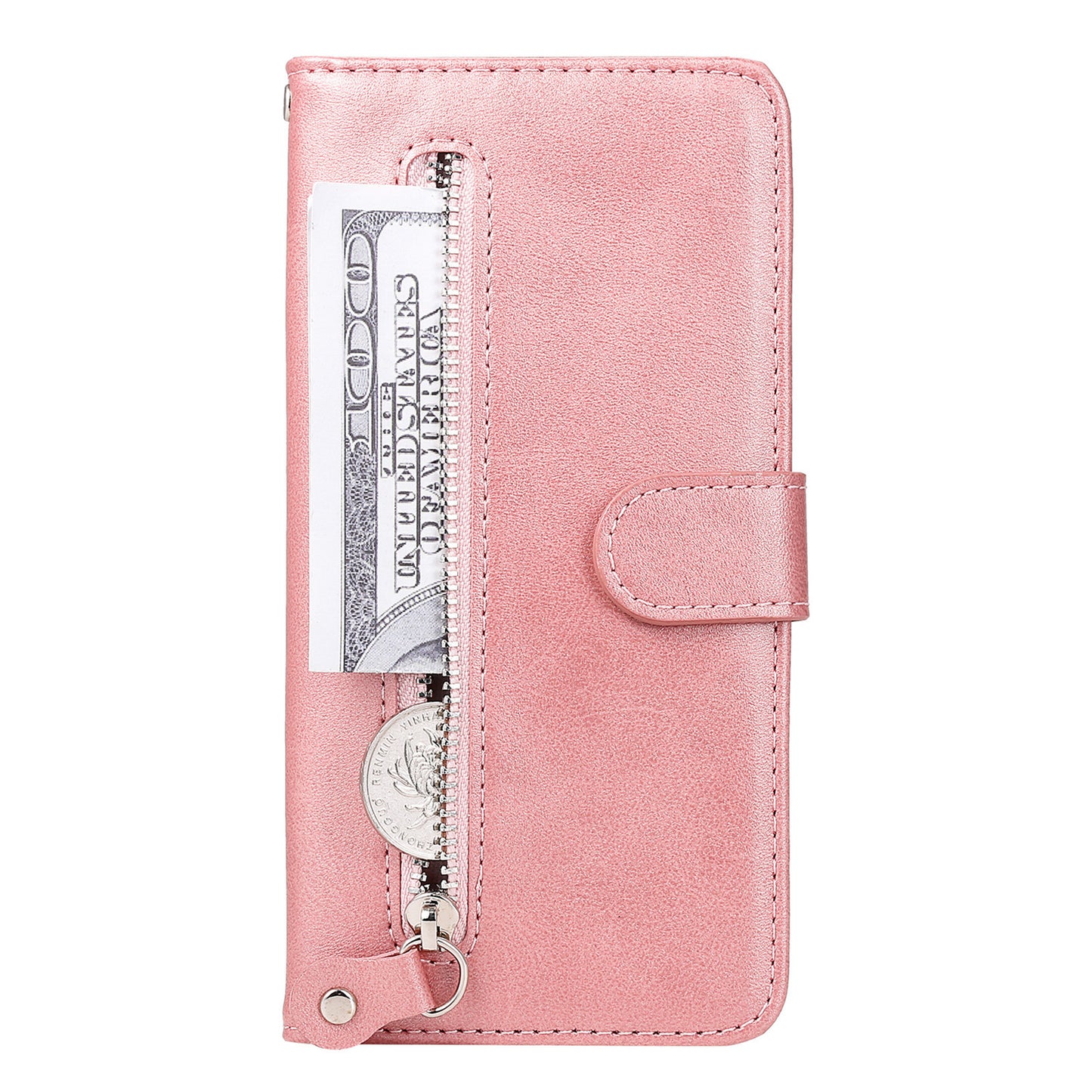 Scratch-proof Cover Zipper Pocket Leather Wallet Shell for iPhone 13 Pro 6.1 inch