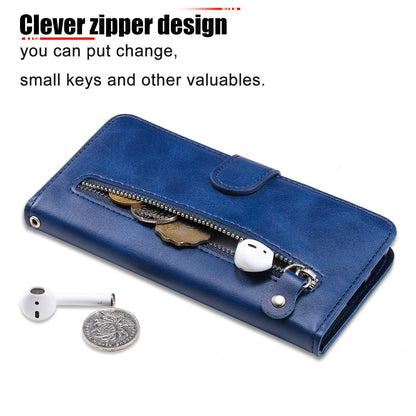 Scratch-proof Cover Zipper Pocket Leather Wallet Shell for iPhone 13 Pro 6.1 inch