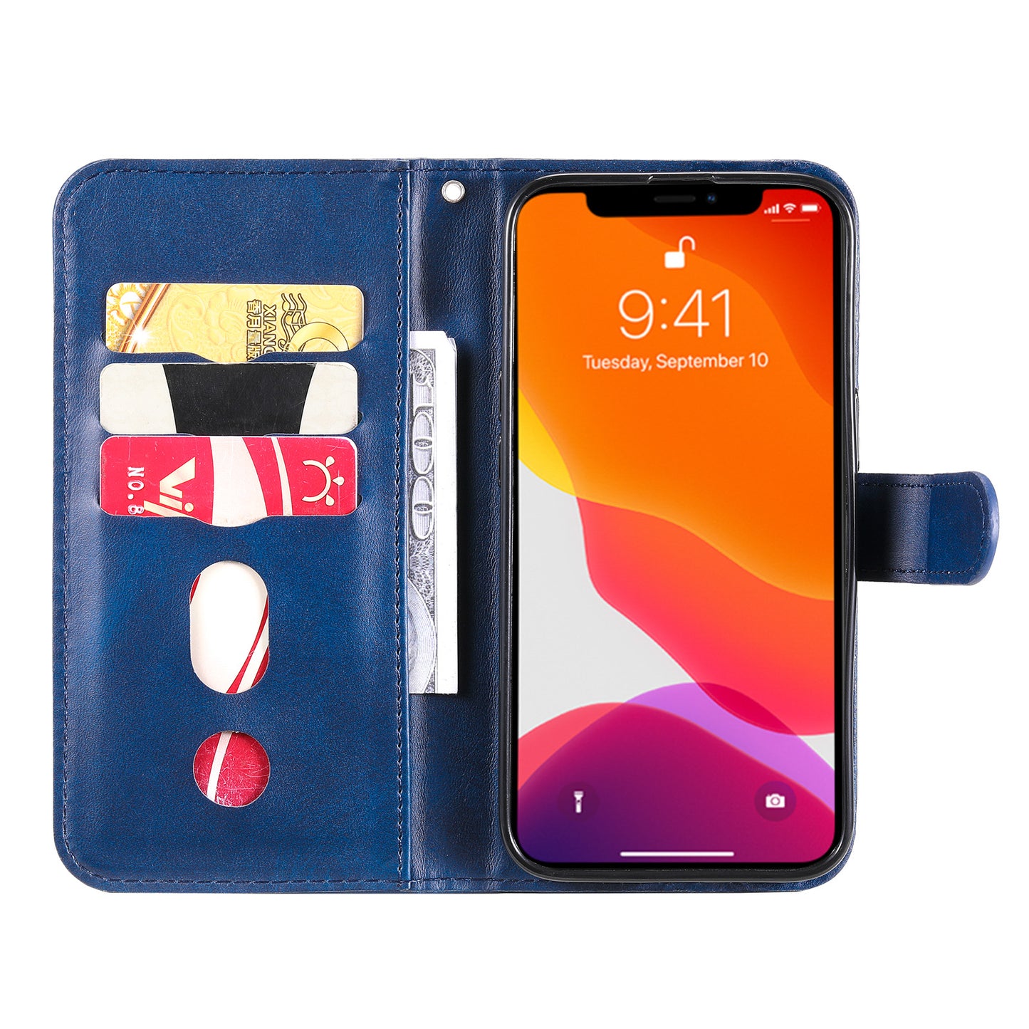 Scratch-proof Cover Zipper Pocket Leather Wallet Shell for iPhone 13 Pro 6.1 inch