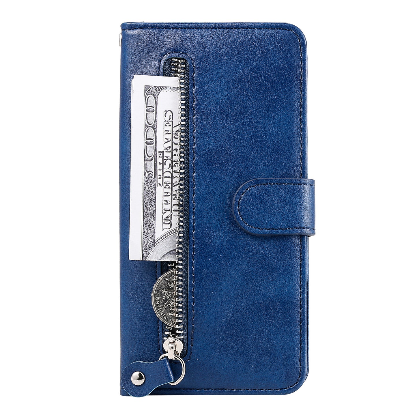 Scratch-proof Cover Zipper Pocket Leather Wallet Shell for iPhone 13 Pro 6.1 inch