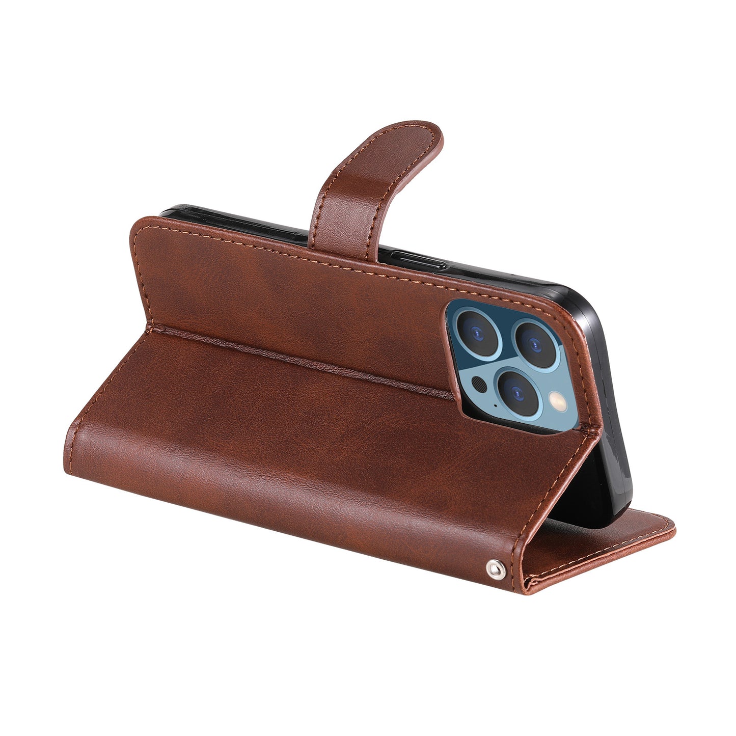Scratch-proof Cover Zipper Pocket Leather Wallet Shell for iPhone 13 Pro 6.1 inch
