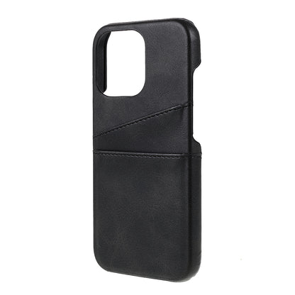 Double Card Slots PU Leather Coated PC Protective Back Shell for iPhone 13 Pro Max 6.7 inch