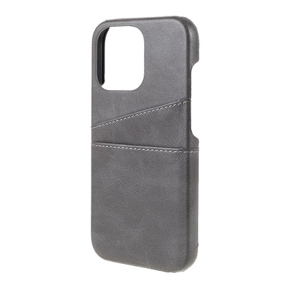 Double Card Slots PU Leather Coated PC Protective Back Shell for iPhone 13 Pro Max 6.7 inch