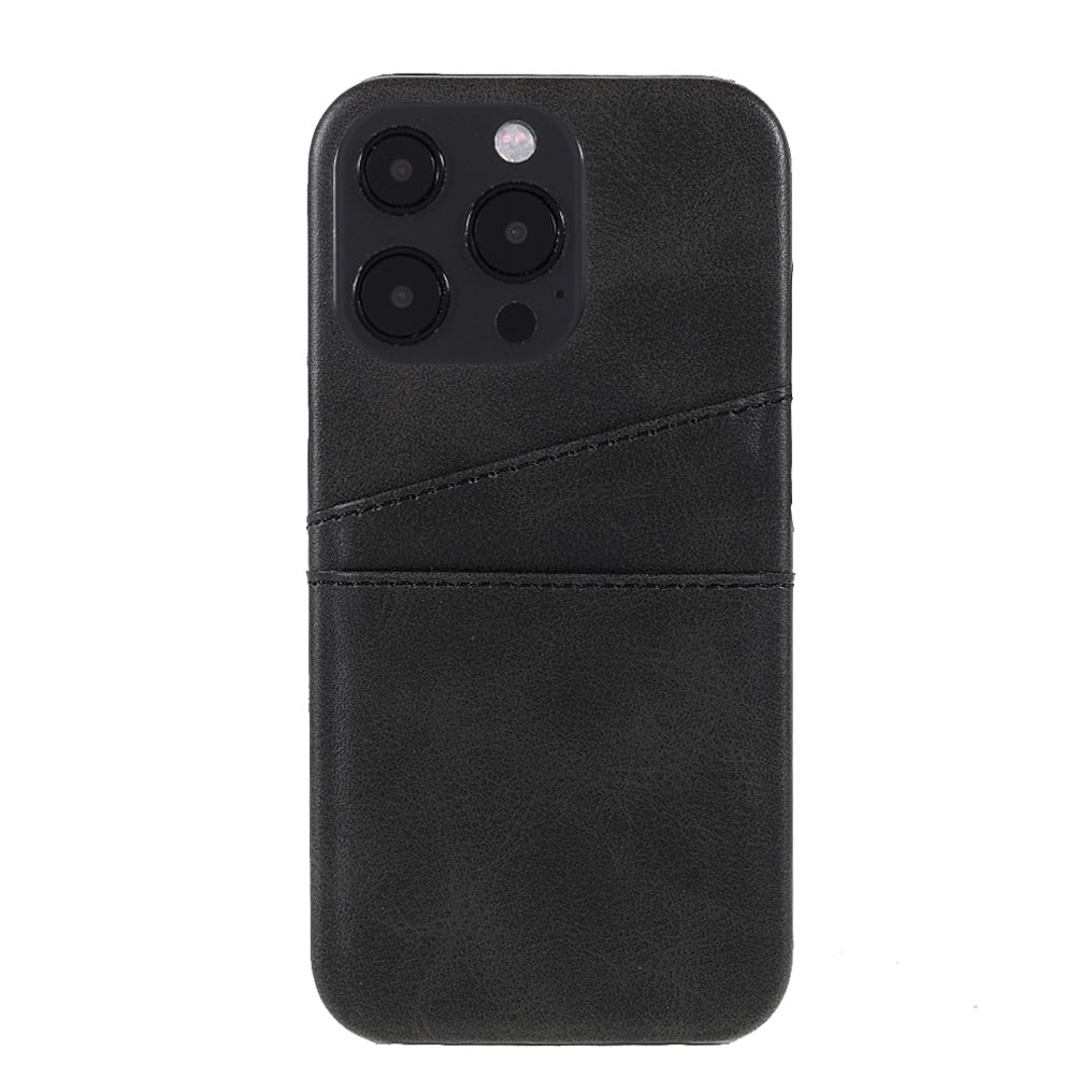 Full Protective Double Card Slots PU Leather Coated PC Cover Shell for iPhone 13 Pro 6.1 inch
