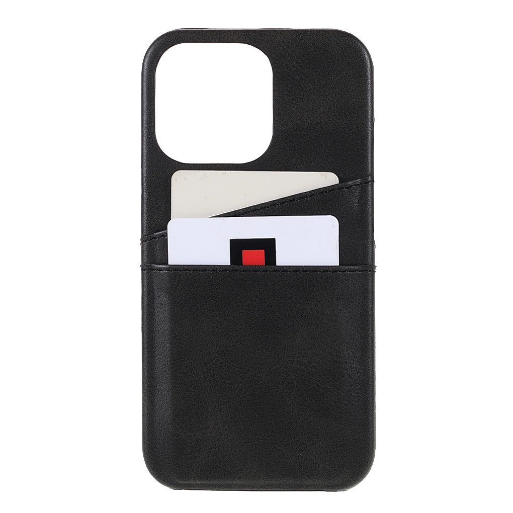 Full Protective Double Card Slots PU Leather Coated PC Cover Shell for iPhone 13 Pro 6.1 inch