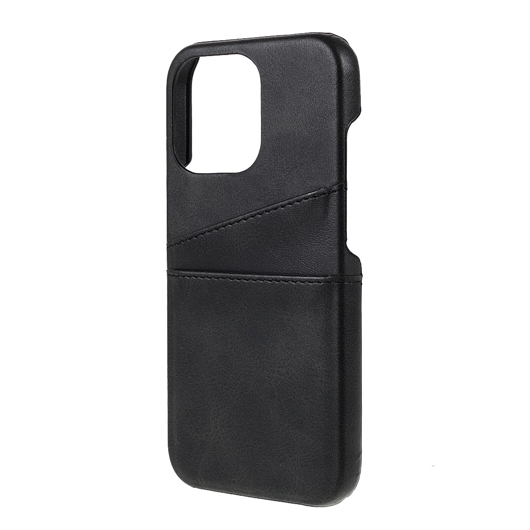 Full Protective Double Card Slots PU Leather Coated PC Cover Shell for iPhone 13 Pro 6.1 inch